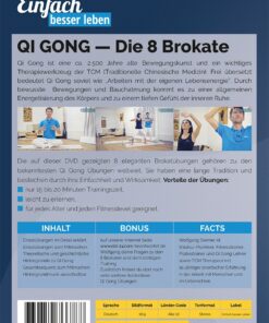 Rückseite DVD der modernen Qi Gong Kurs 8 Brokate mit Erklärungstexten und Bilder