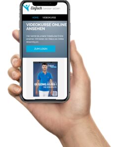 Hand hält Smartphone, am Bildschirm das Online Kurse Portal von Einfach besser leben
