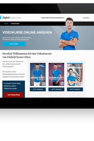 iPad, on screen the online courses portal of Simply Better Living