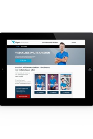 iPad, on screen the online courses portal of Simply Better Living