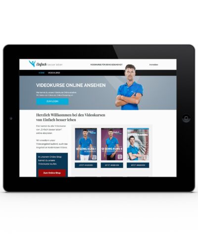 iPad, am Bildschirm das Online Kurse Portal von Einfach besser leben