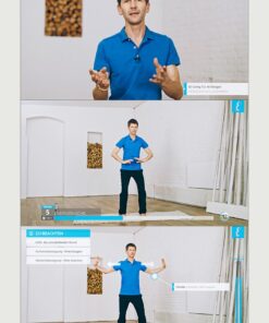 Collage con tres imágenes, Wolfgang explica el Qi Gong y demuestra dos ejercicios de Qi Gong.