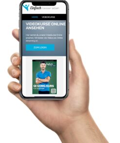 Hand hält Smartphone, am Bildschirm das Online Kurse Portal von Einfach besser leben