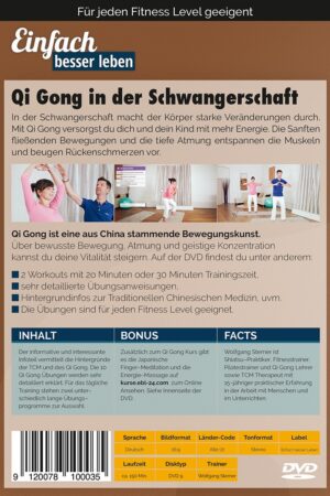Back DVD Qi Gong Course in Pregnancy, DVD with explanatory texts and three pictures.