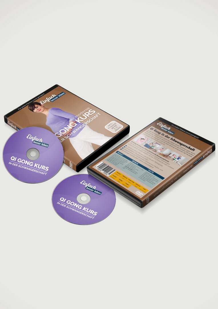 Qi Gong course during pregnancy, DVD DVD cover Holistic back training with Wolfgang from the front and back, next to it are two DVDs