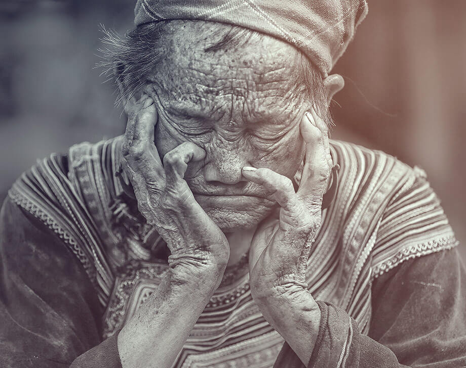 Old woman with closed eyes
