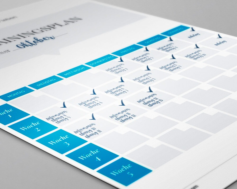 Close-up of the training calendar
