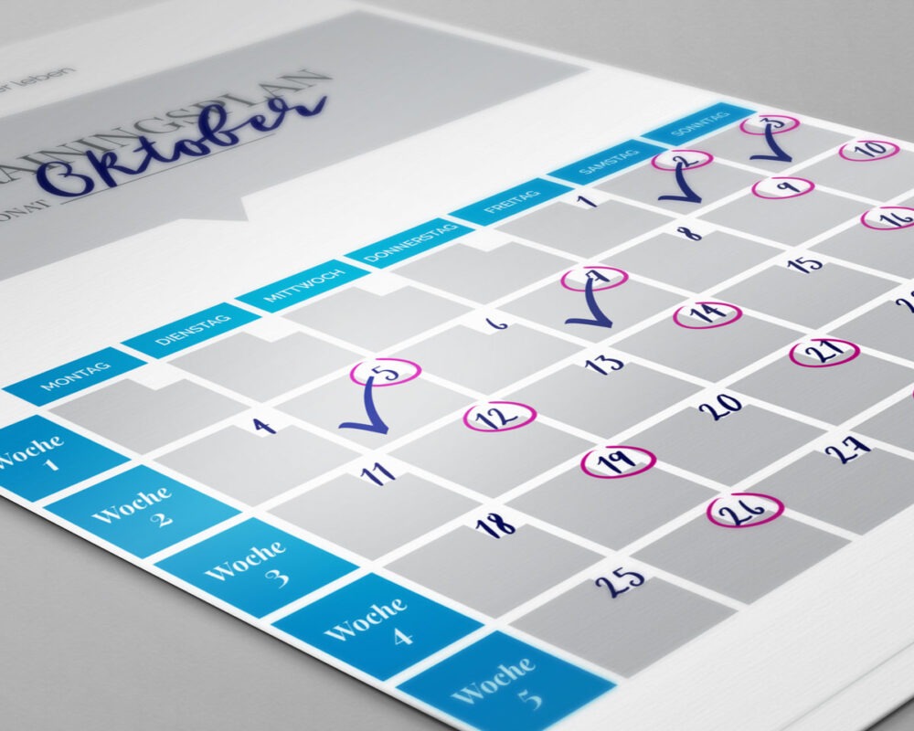Close-up of the training calendar