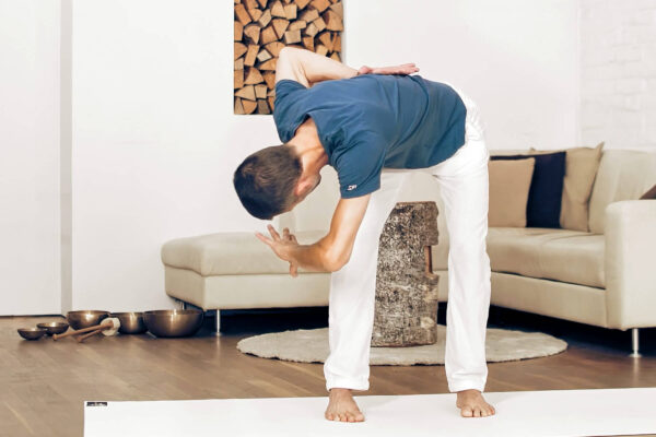 Wolfgang durante l'esercizio di Qi Gong che abbassa e alza il Qi (Qi Gong dei 5 elementi)