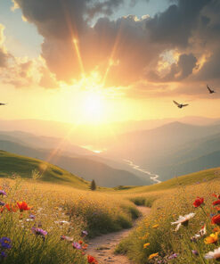 Sunset in a picturesque valley