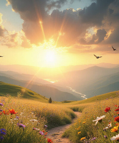 Tramonto in una valle pittoresca