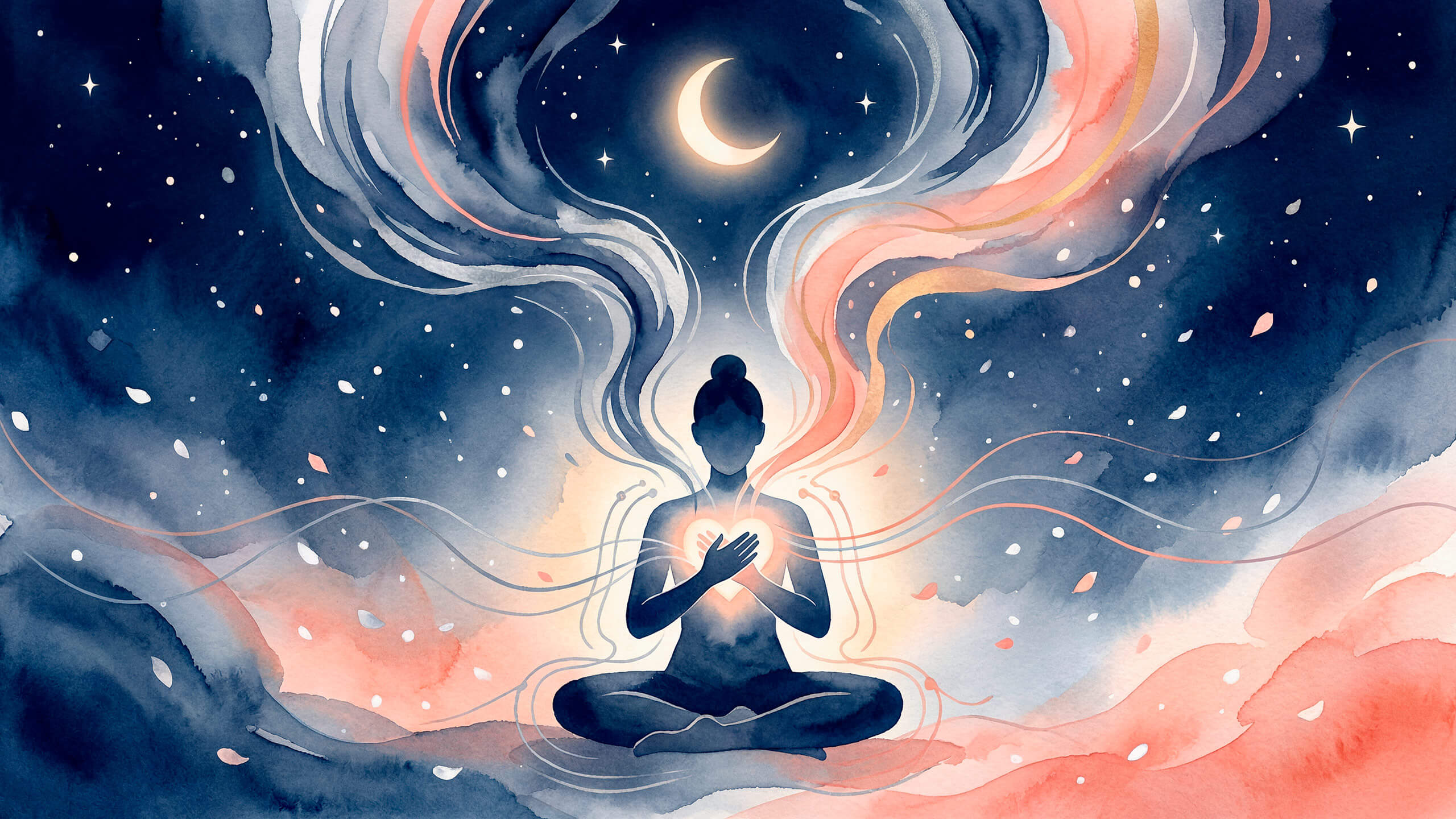 Quando la mente non riesce a riposare e il sonno non arriva - Rappresentazione artistica della diagnosi TCM Shen restless sleep in acquerello
