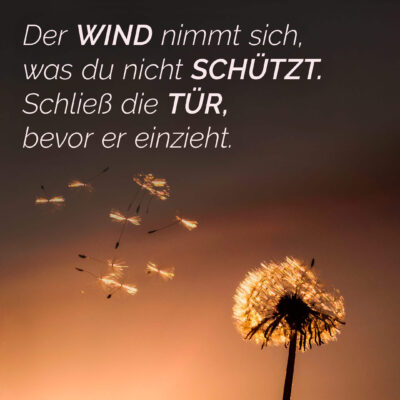 Der Wind nimmt sich, was du nicht schützt. Schließ die Tür, bevor er einzieht.
