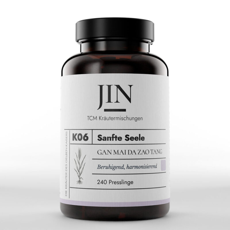 JIN K06 Sanfte Seele Dose — TCM Kräutermischung Gan Mai Da Zao Tang bei Shen–Unruhe (Emotionen), 240 Presslinge