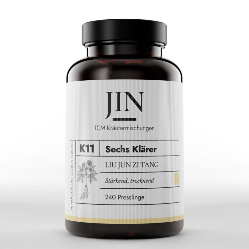 JIN K11 Sechs Klärer Dose — TCM Kräutermischung Liu Jun Zi Tang bei Milz–Qi Mangel + Feuchtigkeit, 240 Presslinge