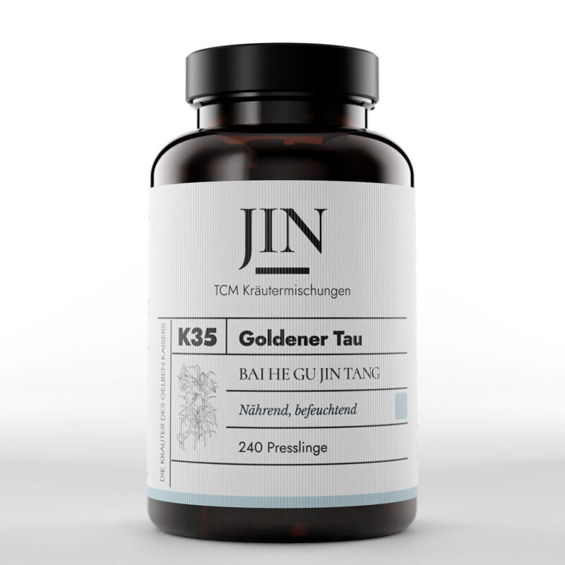 JIN K35 Goldener Tau Dose — TCM Kräutermischung Bai He Gu Jin Tang bei Lungen–Yin Mangel, 240 Presslinge