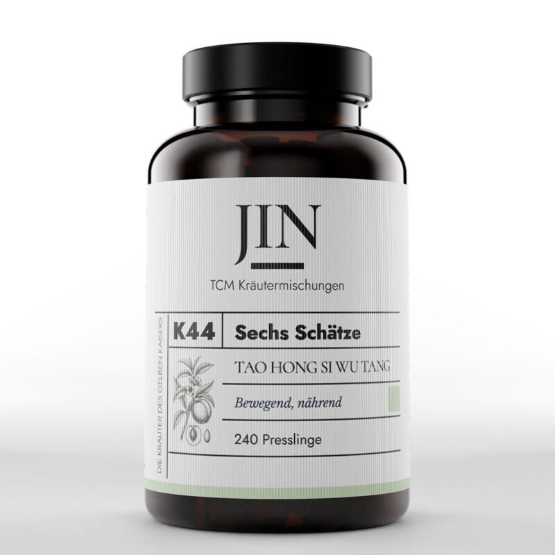 JIN K44 Sechs Schätze Dose — TCM Kräutermischung Tao Hong Si Wu Tang bei Blut–Stase, 240 Presslinge