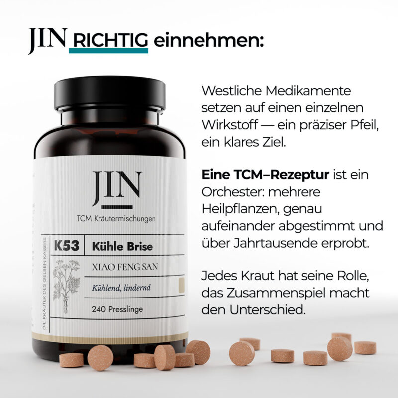 JIN K53 Kühle Brise richtig einnehmen — Verzehrempfehlung der TCM Kräutermischung Xiao Feng San