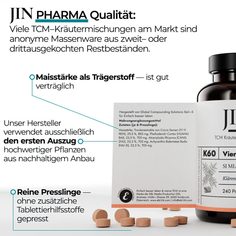 JIN K60 Vier Juwelen in Pharma–Qualität — TCM Kräutermischung Si Miao San