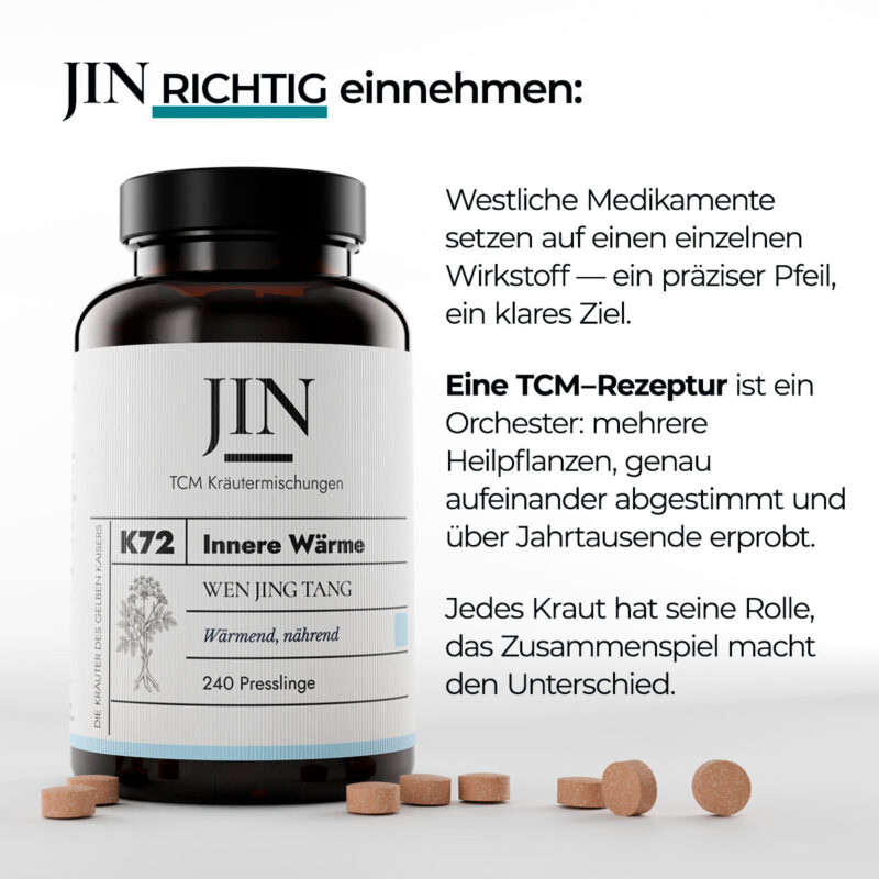 JIN K72 Innere Wärme richtig einnehmen — Verzehrempfehlung der TCM Kräutermischung Wen Jing Tang