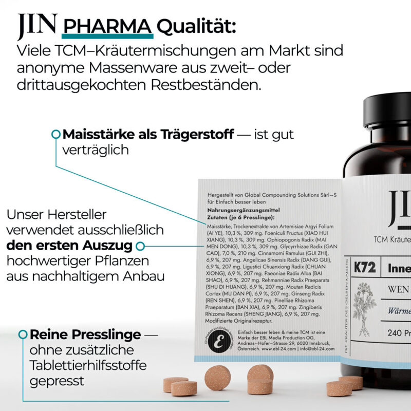 JIN K72 Innere Wärme in Pharma–Qualität — TCM Kräutermischung Wen Jing Tang