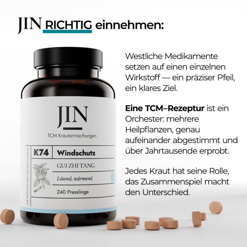 JIN K74 Windschutz richtig einnehmen — Verzehrempfehlung der TCM Kräutermischung Gui Zhi Tang