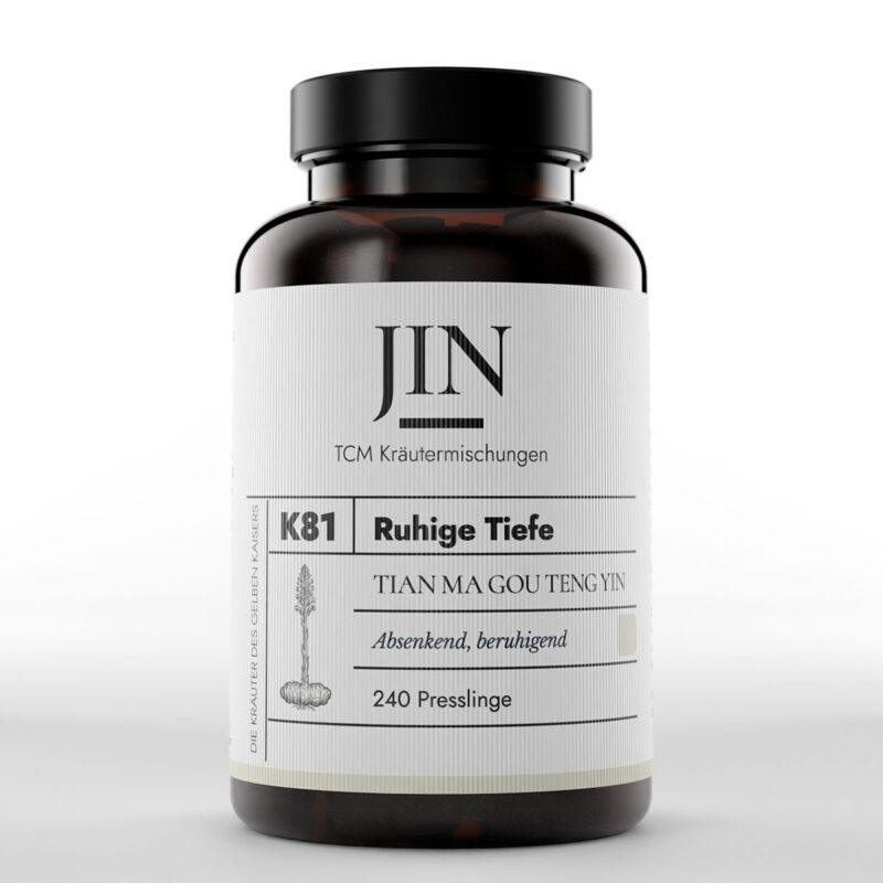 JIN K81 Ruhige Tiefe Dose — TCM Kräutermischung Tian Ma Gou Teng Yin bei Leber–Yang aufsteigend, 240 Presslinge