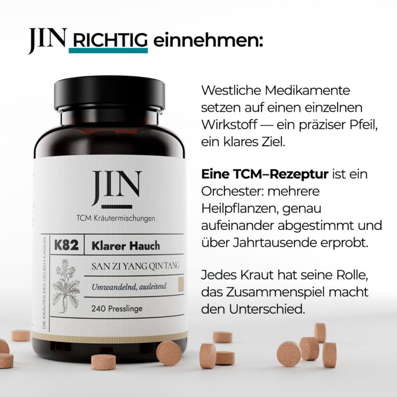 JIN K82 Klarer Hauch richtig einnehmen — Verzehrempfehlung der TCM Kräutermischung San Zi Yang Qin Tang