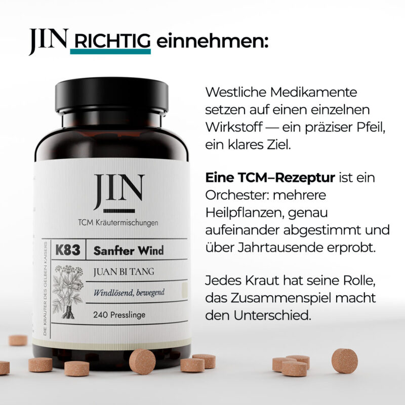 JIN K83 Sanfter Wind richtig einnehmen — Verzehrempfehlung der TCM Kräutermischung Juan Bi Tang