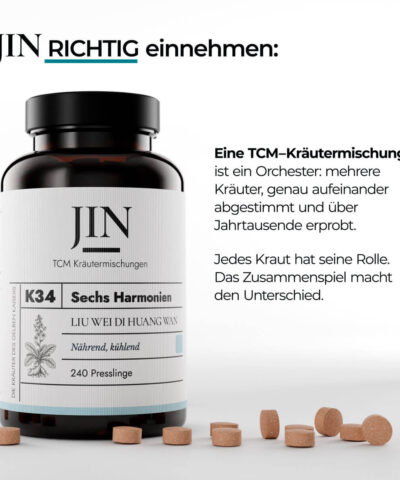 TCM Kräutermischung JIN K34 — Sechs Harmonien (Liu Wei Di Huang Wan)