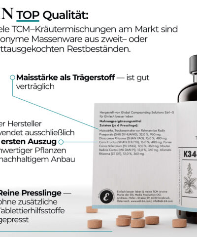 TCM Kräutermischung JIN K34 — Sechs Harmonien (Liu Wei Di Huang Wan)